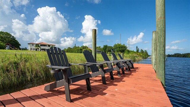 dock area featuring a water view