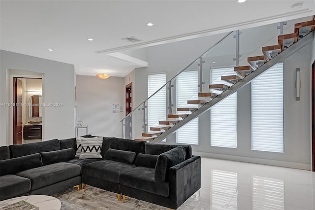 living room featuring a wealth of natural light