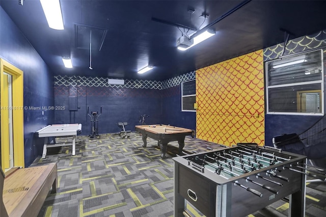 rec room with carpet floors