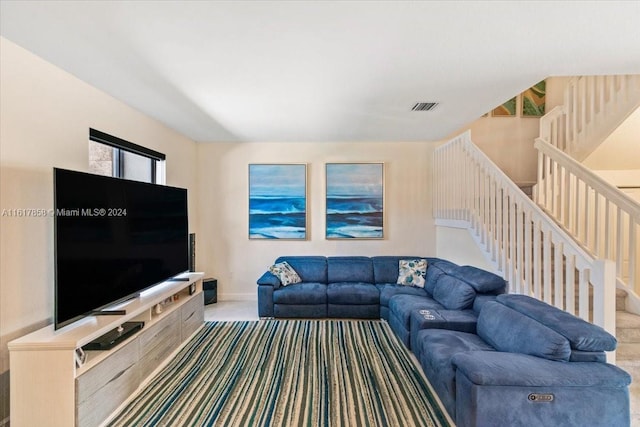 living room with carpet flooring