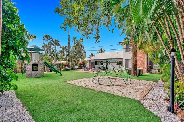 view of yard featuring a playground