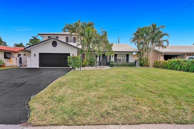 view of front of home with a garage and a front yard