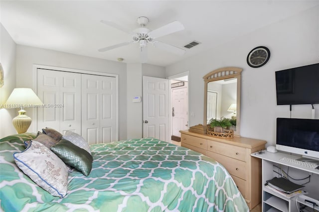 bedroom featuring ceiling fan