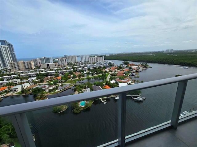 balcony with a water view