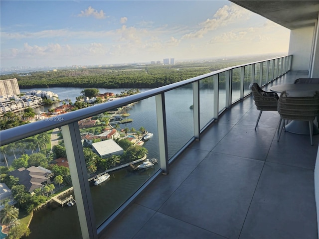 balcony with a water view