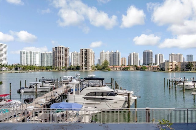 view of dock featuring a water view