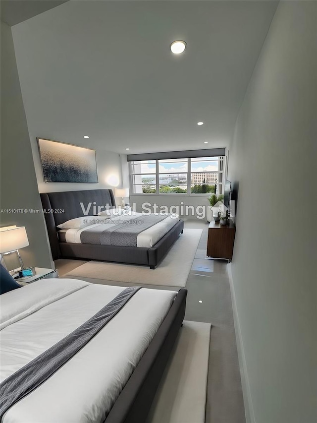 bedroom with concrete flooring