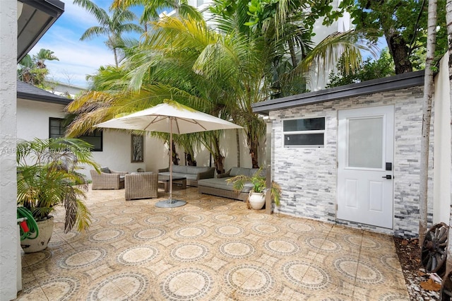 view of patio featuring an outdoor living space