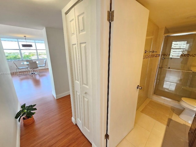 hall featuring light hardwood / wood-style floors