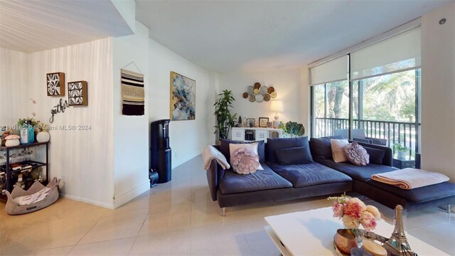 view of tiled living room