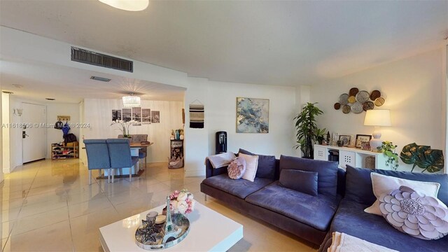 view of tiled living room