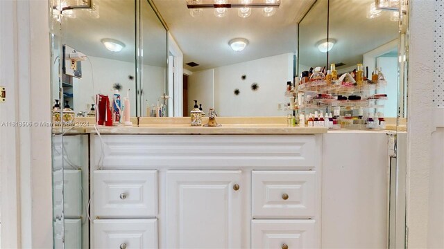 bathroom with washer / clothes dryer and vanity