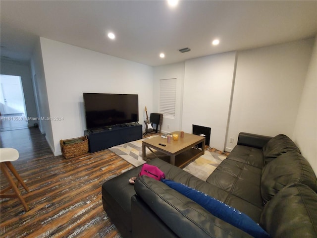 living room with hardwood / wood-style flooring