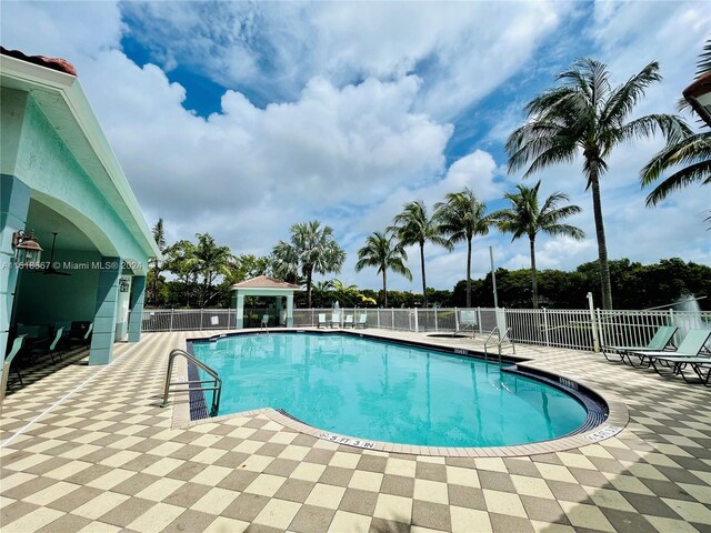 view of swimming pool featuring a patio