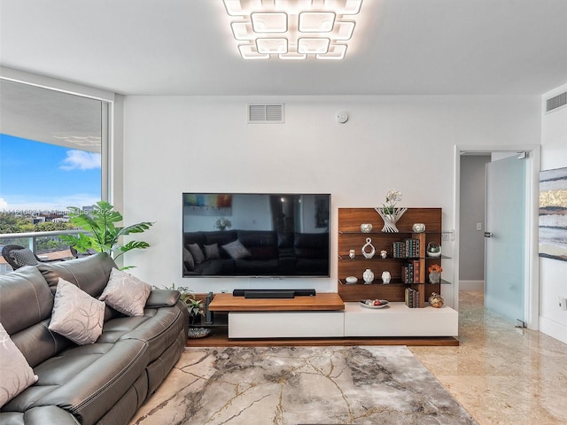 view of tiled living room