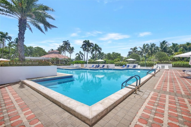 pool with a patio