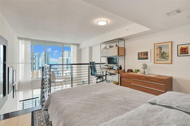 bedroom featuring a textured ceiling