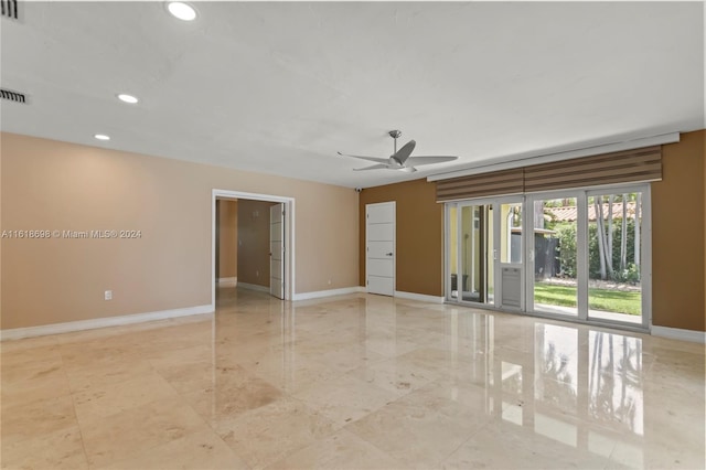 1154 Jefferson St, Hollywood, FL 33019 - empty room featuring recessed lighting, visible vents, a ceiling fan, and baseboards