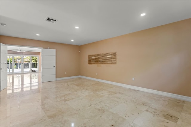 1154 Jefferson St, Hollywood, FL 33019 - unfurnished room featuring visible vents, french doors, baseboards, and recessed lighting