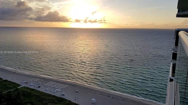 view of water feature featuring a beach view