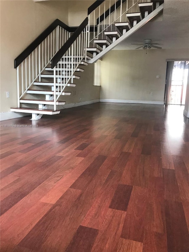 interior space featuring ceiling fan and hardwood / wood-style floors