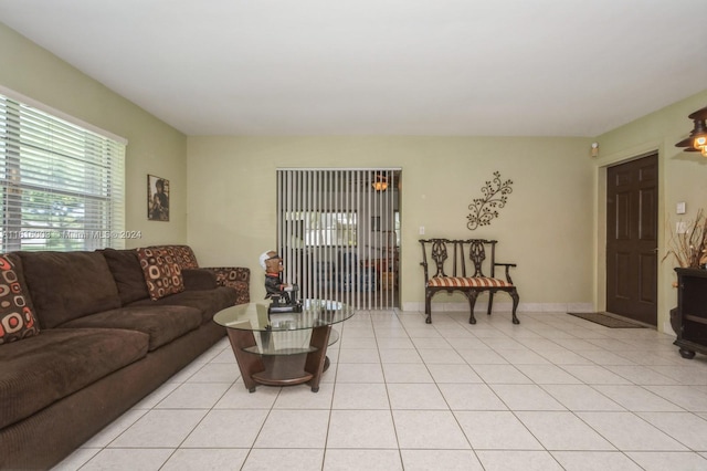 view of tiled living room