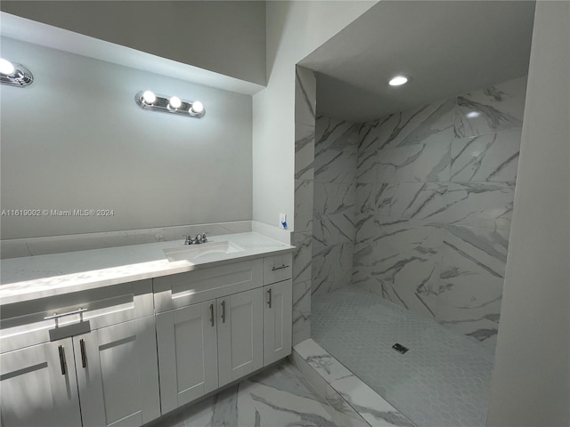 bathroom with vanity and tile patterned flooring