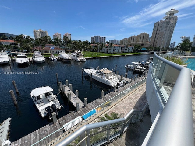 view of dock featuring a water view