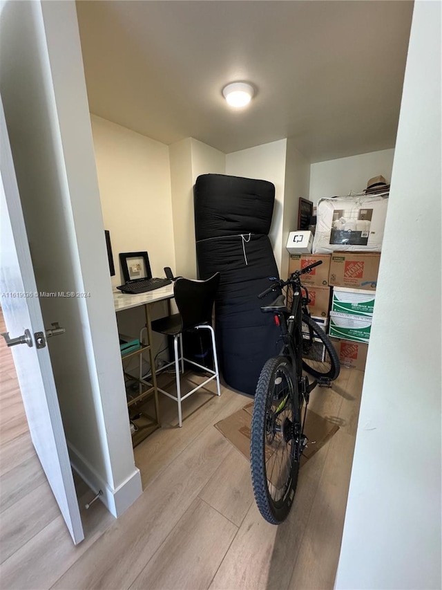 interior space with light hardwood / wood-style floors