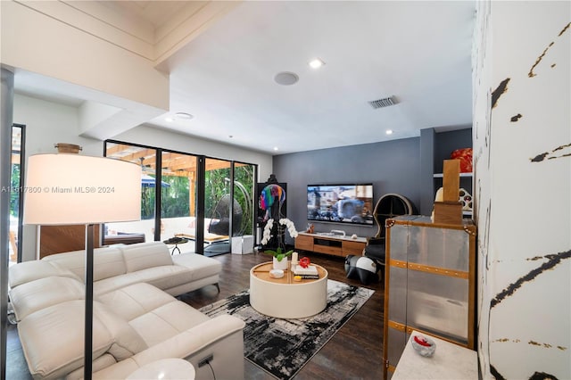 living room with hardwood / wood-style floors