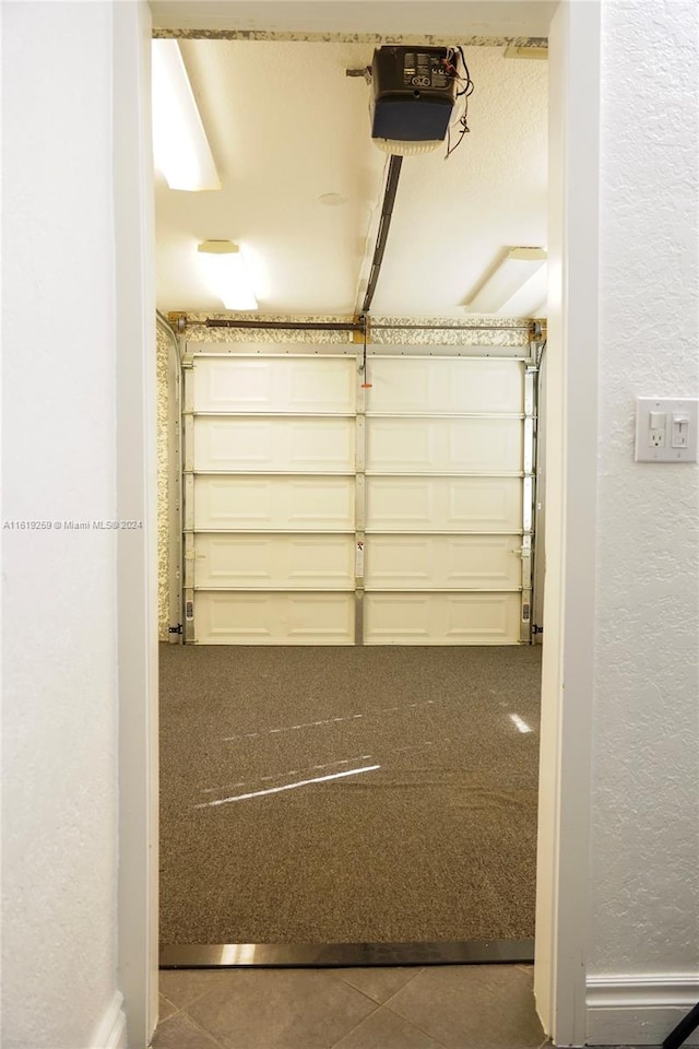 garage with a garage door opener