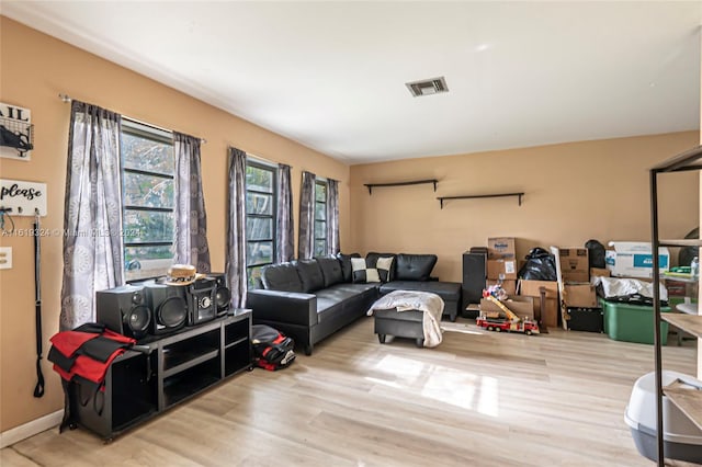 living room featuring light hardwood / wood-style flooring