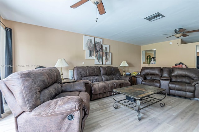 3991 NW 108th Ave, Coral Springs, FL 33065 - living room featuring ceiling fan and light wood-type flooring