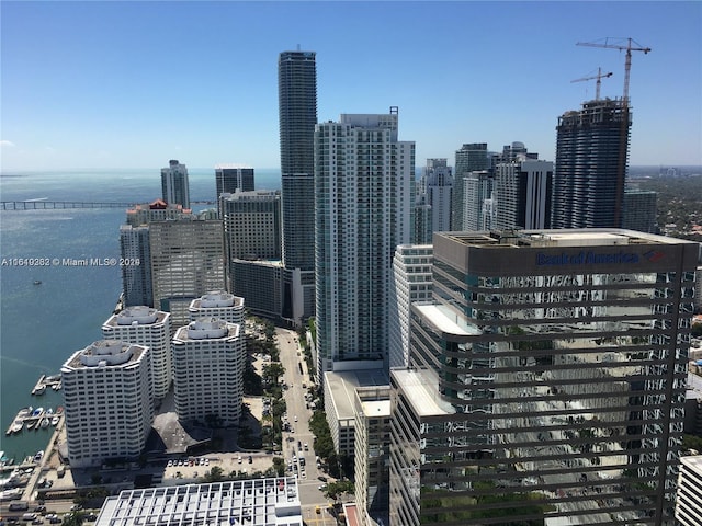 view of city with a water view