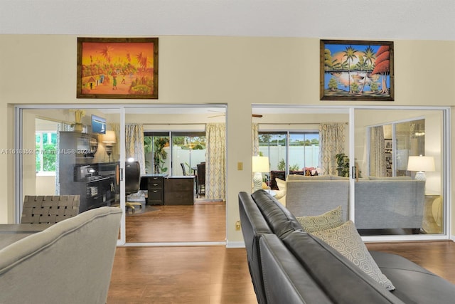 living area featuring wood finished floors