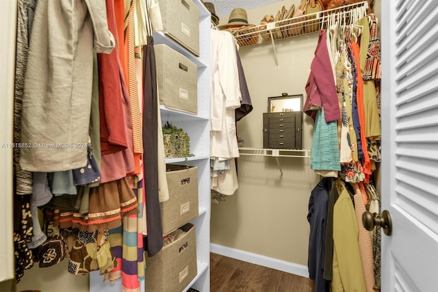 spacious closet featuring wood finished floors