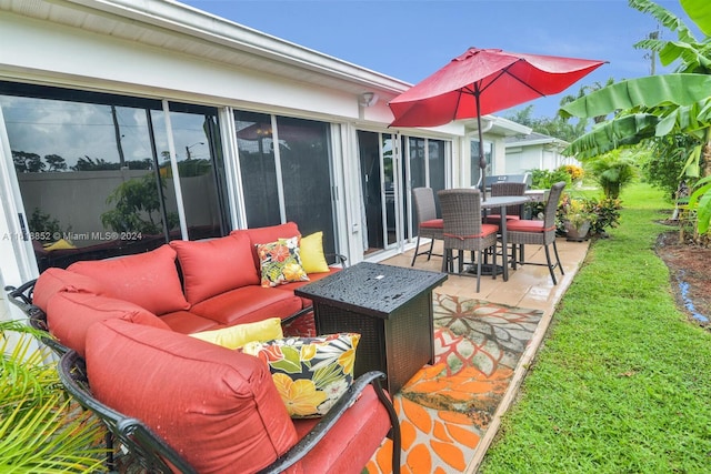 view of patio / terrace with an outdoor living space