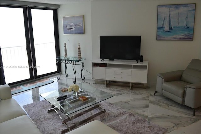 living room featuring french doors