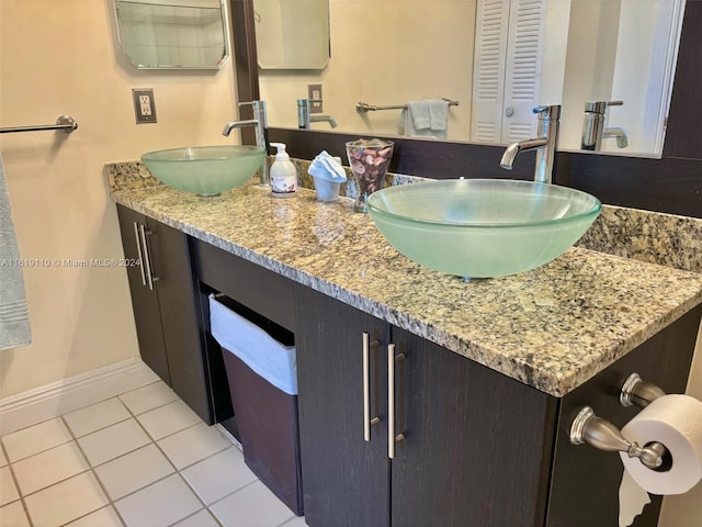 bathroom with tile patterned floors and vanity