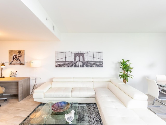 living room featuring light wood-type flooring