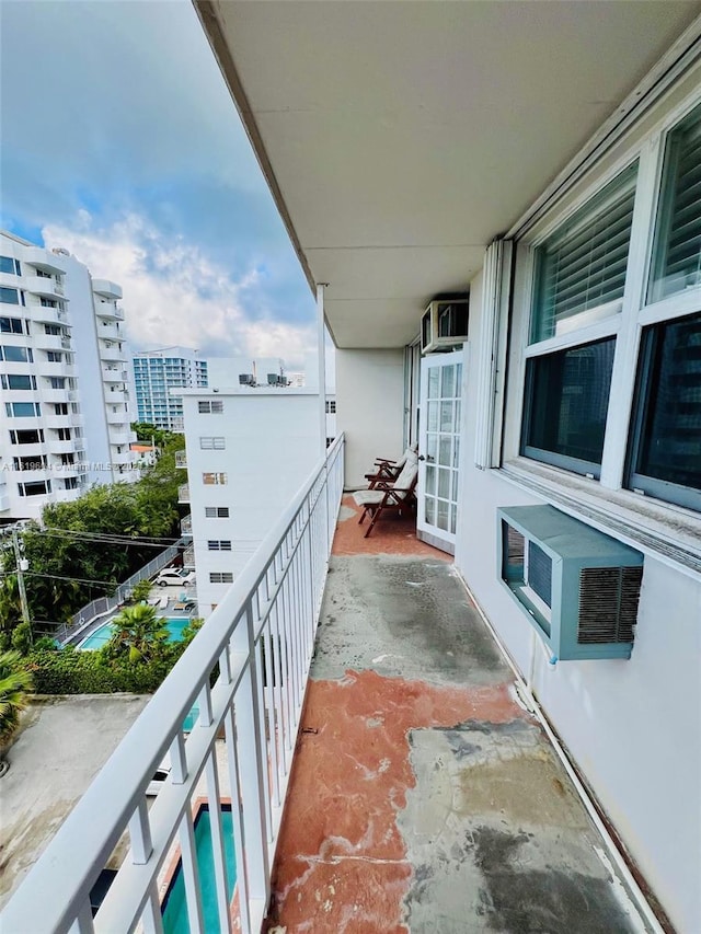 balcony with a wall unit AC