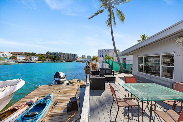 view of dock featuring a water view