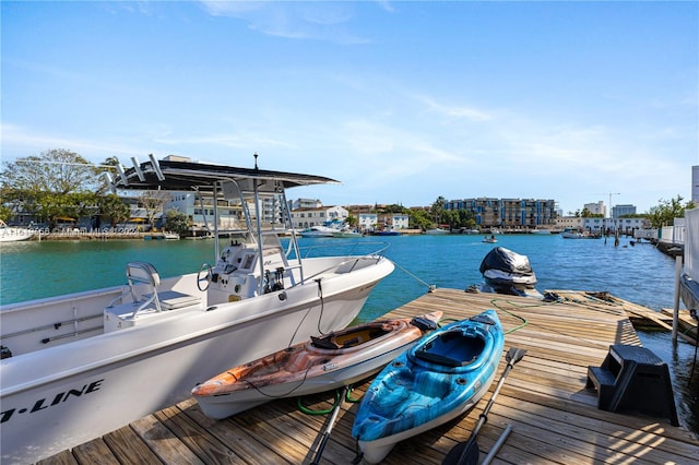 view of dock featuring a water view