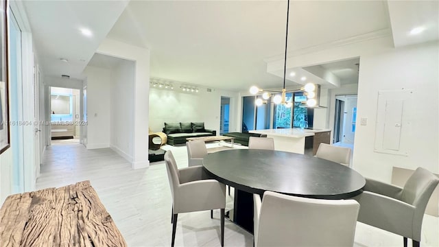 dining area with light hardwood / wood-style flooring