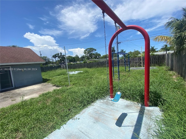 view of yard with a playground