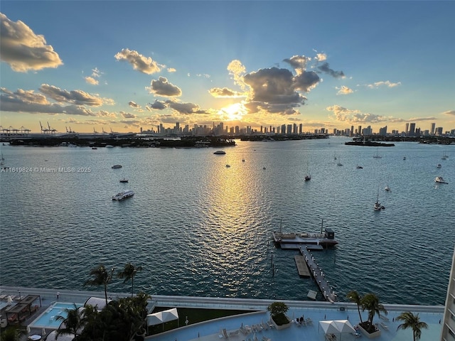 water view with a view of city