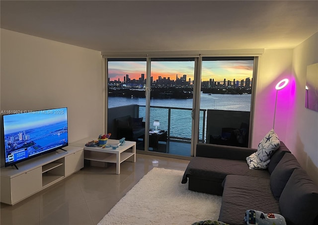 view of tiled living room