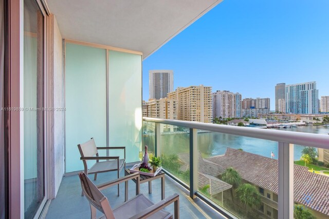 balcony with a water view