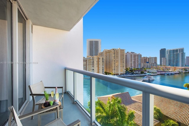 balcony with a water view