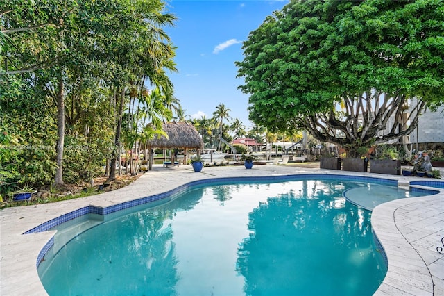 view of pool featuring a gazebo